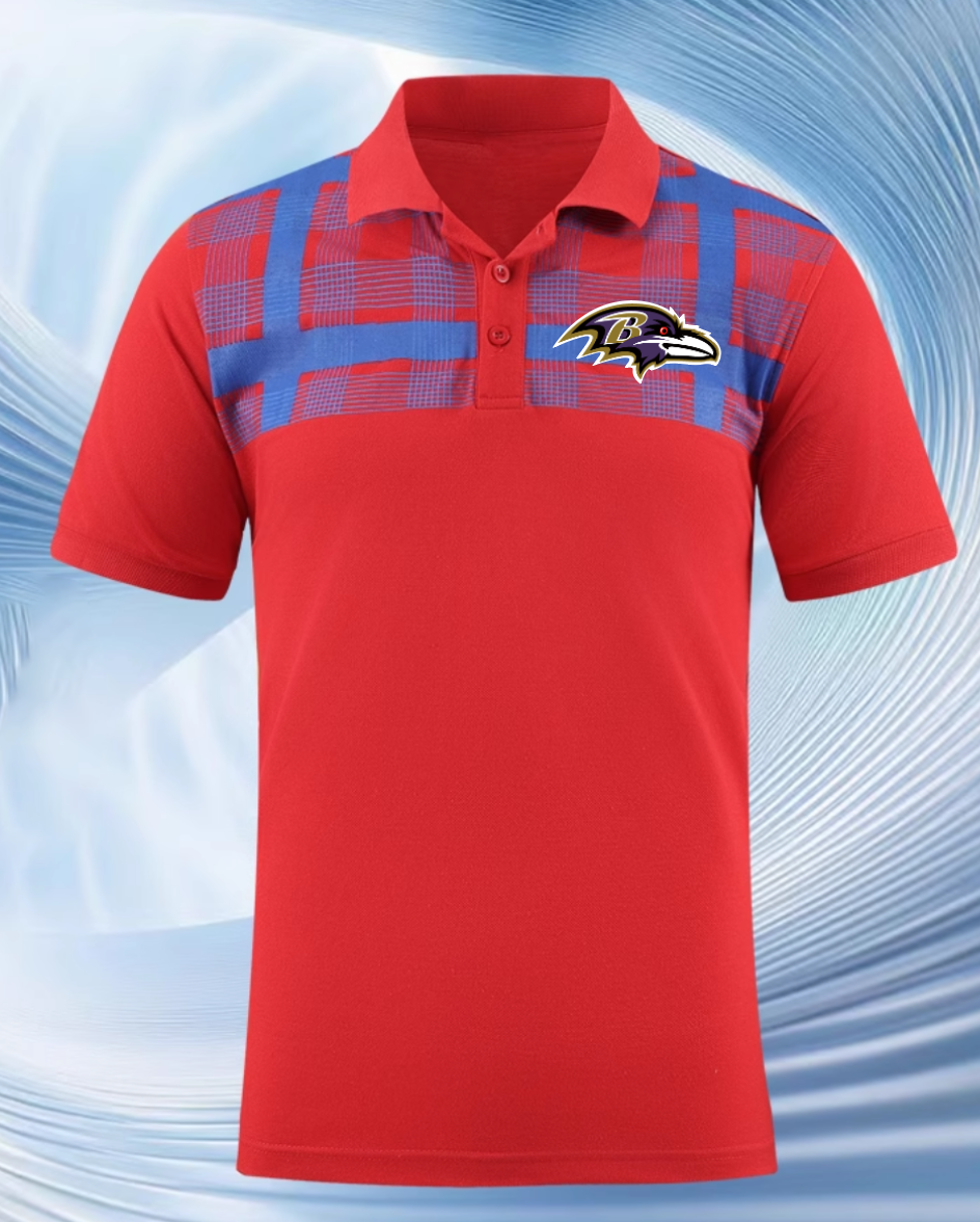 Baltimore Ravens red Men 2025 NFL polo T shirt